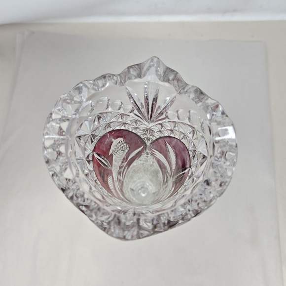 hofbauer byrdes crystal vase 1970's Intricate Bird Patterns Cut Into Glass - Picture 6 of 13